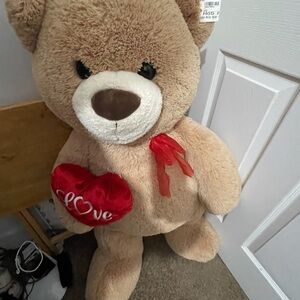 Giant Tan Teddy Bear with Red Heart